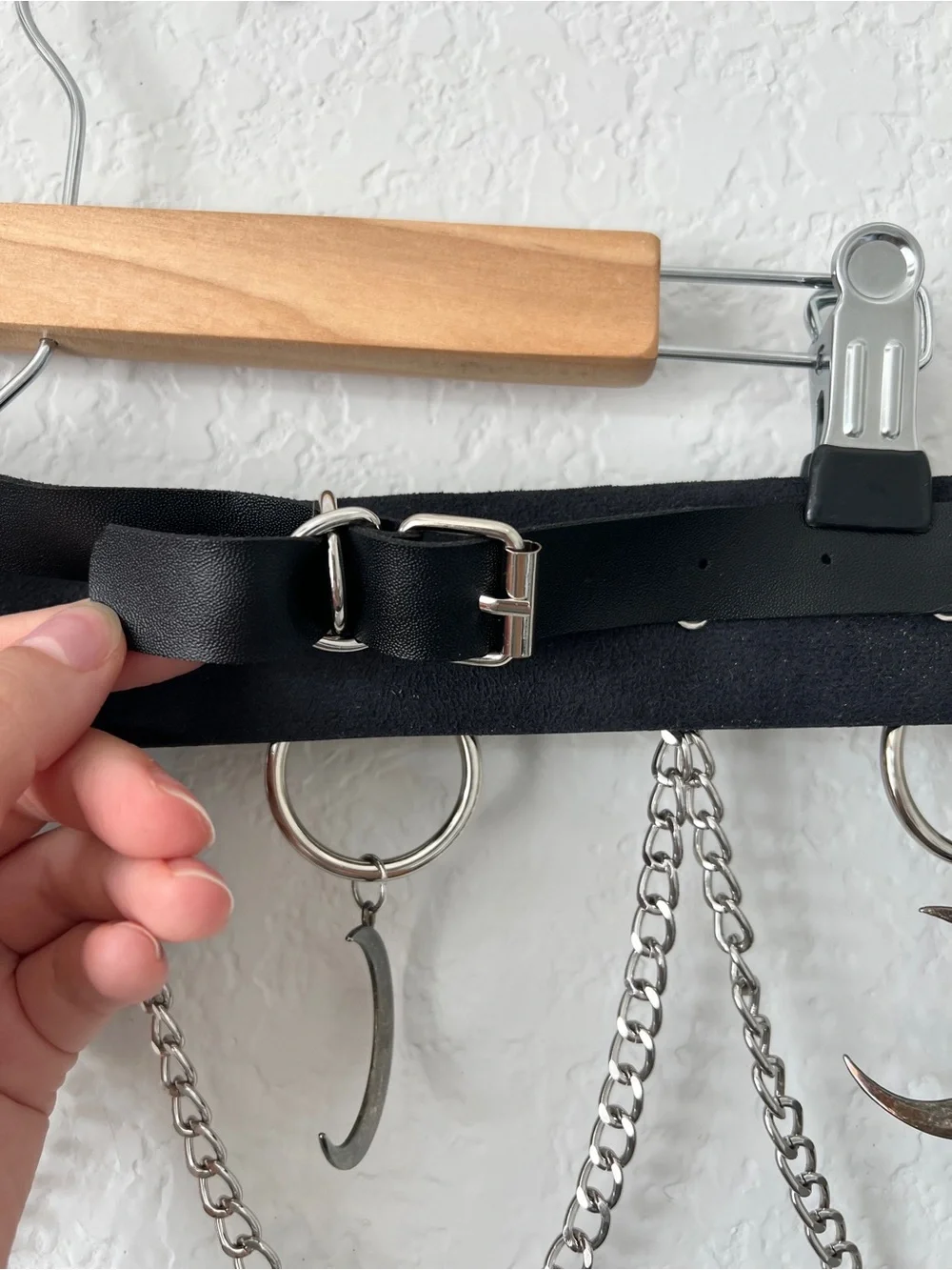 Black Moon Charm Chain Waist Belt